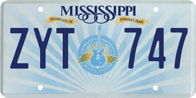 MS license plate ZYT747