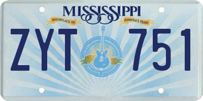 MS license plate ZYT751