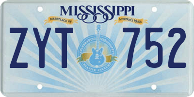 MS license plate ZYT752