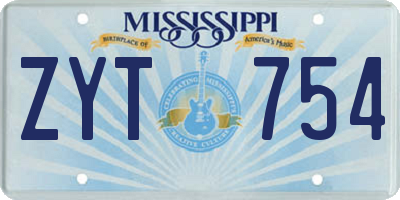 MS license plate ZYT754