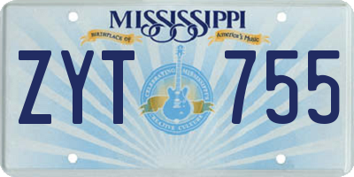 MS license plate ZYT755