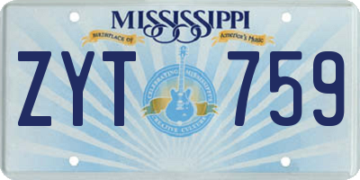 MS license plate ZYT759