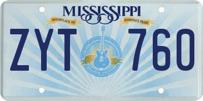 MS license plate ZYT760