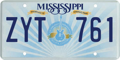 MS license plate ZYT761