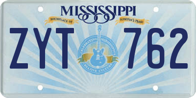 MS license plate ZYT762