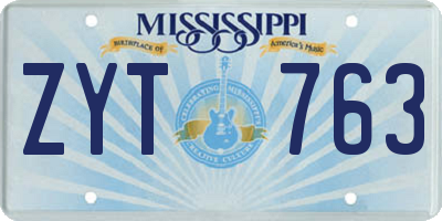 MS license plate ZYT763