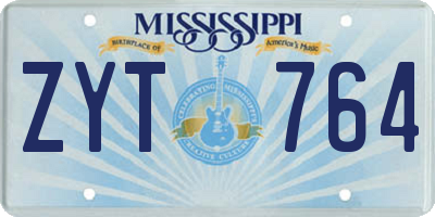 MS license plate ZYT764