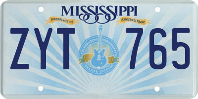 MS license plate ZYT765