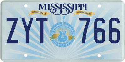 MS license plate ZYT766