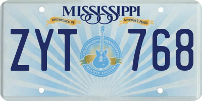 MS license plate ZYT768