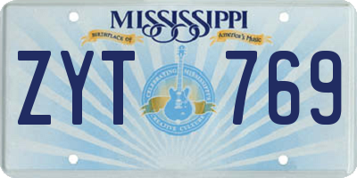 MS license plate ZYT769