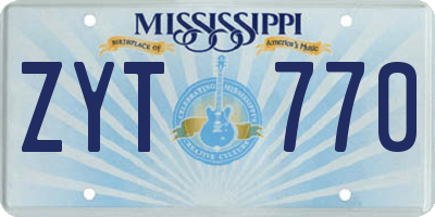 MS license plate ZYT770