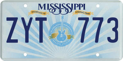 MS license plate ZYT773