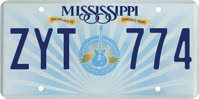 MS license plate ZYT774
