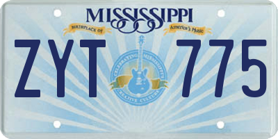 MS license plate ZYT775