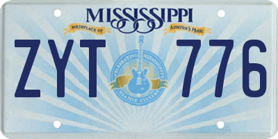 MS license plate ZYT776