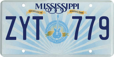 MS license plate ZYT779
