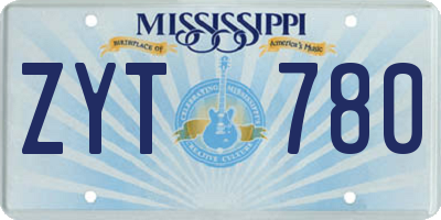 MS license plate ZYT780