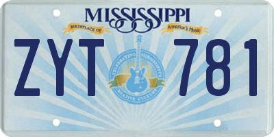 MS license plate ZYT781