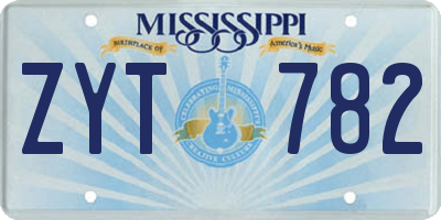 MS license plate ZYT782