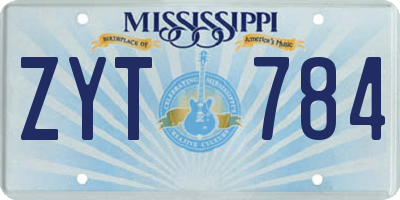 MS license plate ZYT784