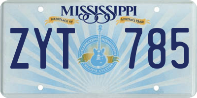 MS license plate ZYT785