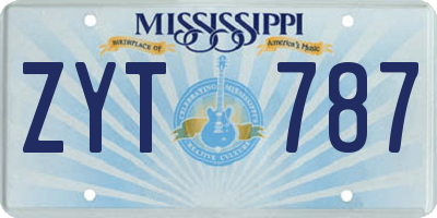 MS license plate ZYT787