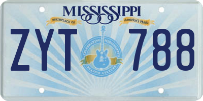 MS license plate ZYT788