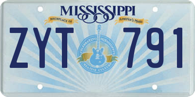 MS license plate ZYT791