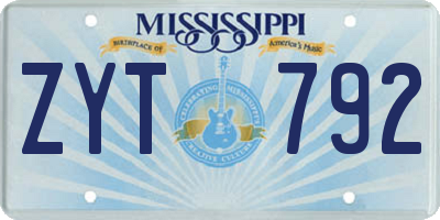 MS license plate ZYT792