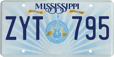 MS license plate ZYT795