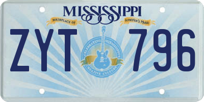 MS license plate ZYT796