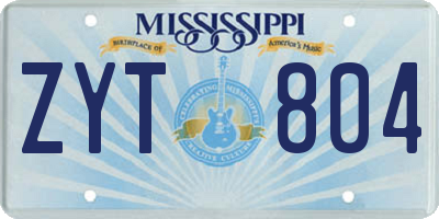 MS license plate ZYT804