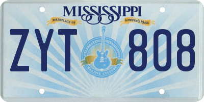 MS license plate ZYT808