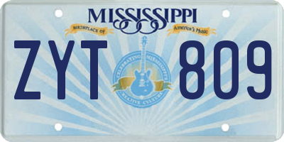 MS license plate ZYT809