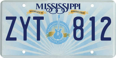 MS license plate ZYT812