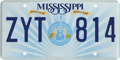 MS license plate ZYT814