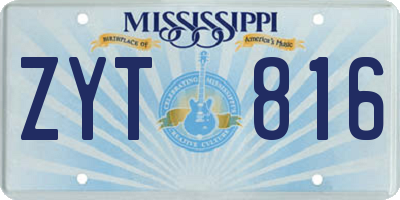MS license plate ZYT816