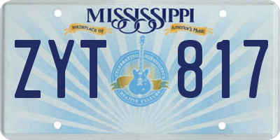 MS license plate ZYT817