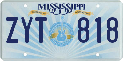MS license plate ZYT818