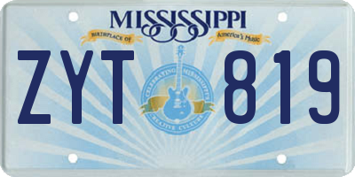 MS license plate ZYT819