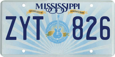 MS license plate ZYT826