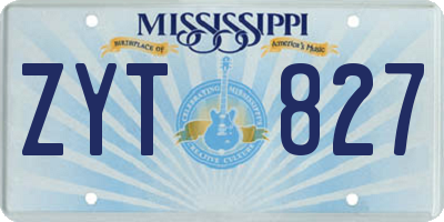 MS license plate ZYT827