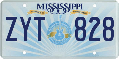 MS license plate ZYT828