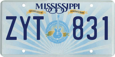 MS license plate ZYT831