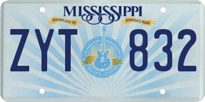 MS license plate ZYT832