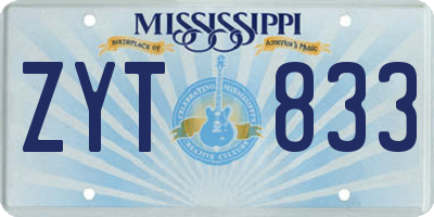 MS license plate ZYT833