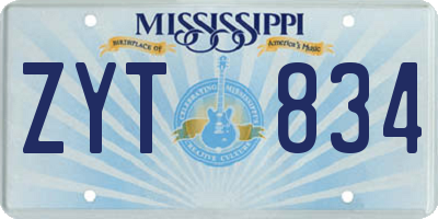 MS license plate ZYT834