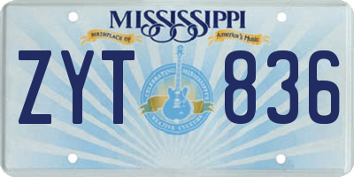 MS license plate ZYT836