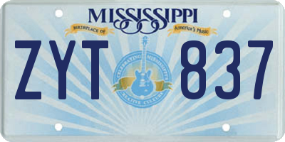 MS license plate ZYT837